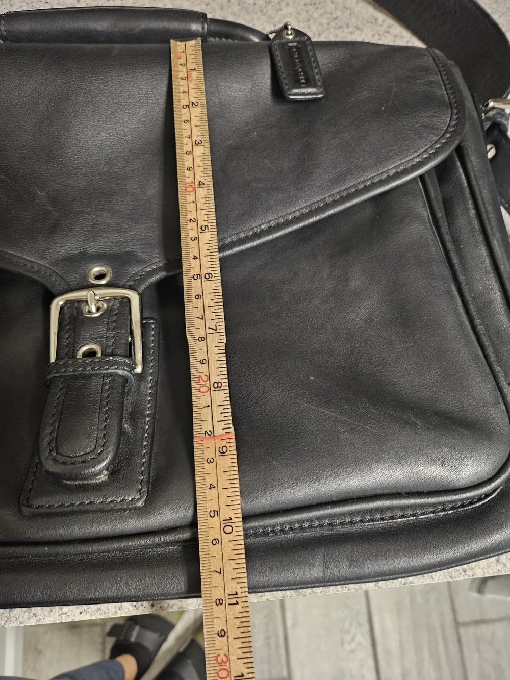 Vtg Coach Briefcase H23-5238 Black Leather Buckle Laptop Bag Clean